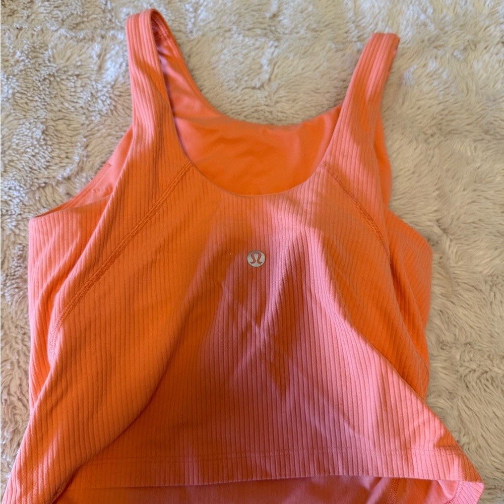Women's Orange Ribbed Tank Top - Picture 2 of 3